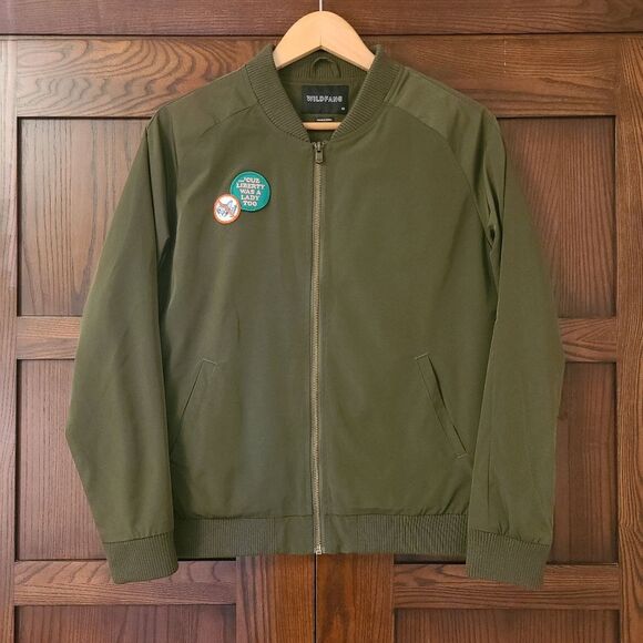 Wildfang Wild Feminist Collection Olive Bomber Jacket with Patches XS - Picture 12 of 13